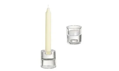 12 Świeczniki szklane duo na T-light oraz na świecę stołową (zamiennie) - obrazek 1